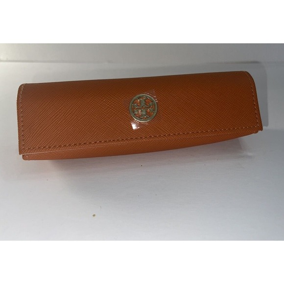 Tory Burch Orange Case Eyeglass Gold Eyeglasses Reading Glasses Logo Pouch Glass - Picture 1 of 8